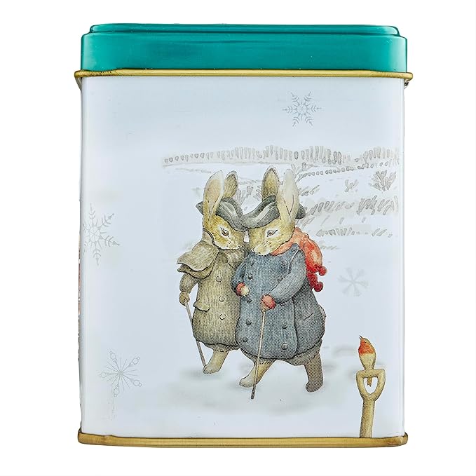 New English Teas Peter Rabbit & Friends Christmas Tree Tea Tin with 40 English Breakfast Teabags