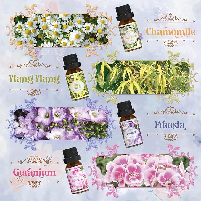 Floral Essential Oils Set, ARVIDSSON Natural Flower Essential Oil for Diffuser, Fragrance Oils for Candle Making, Lavender, Rose, Cherry Blossom, Jasmine, Gardenia and More, Gift for Women