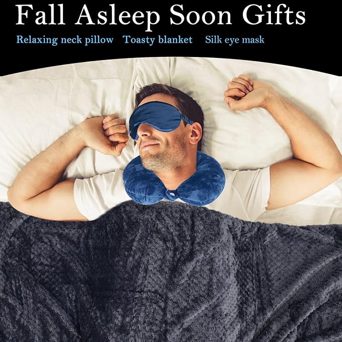 Get Well Gifts For Men,Care Package For Men With Cozy Blanket|Memory Foam Pillow|Stress Ball|Socks|Eye Mask|Thinking Of You Greeting Card|Little Plant,Get Well Soon Gift Basket for Dad|Husband|Brother