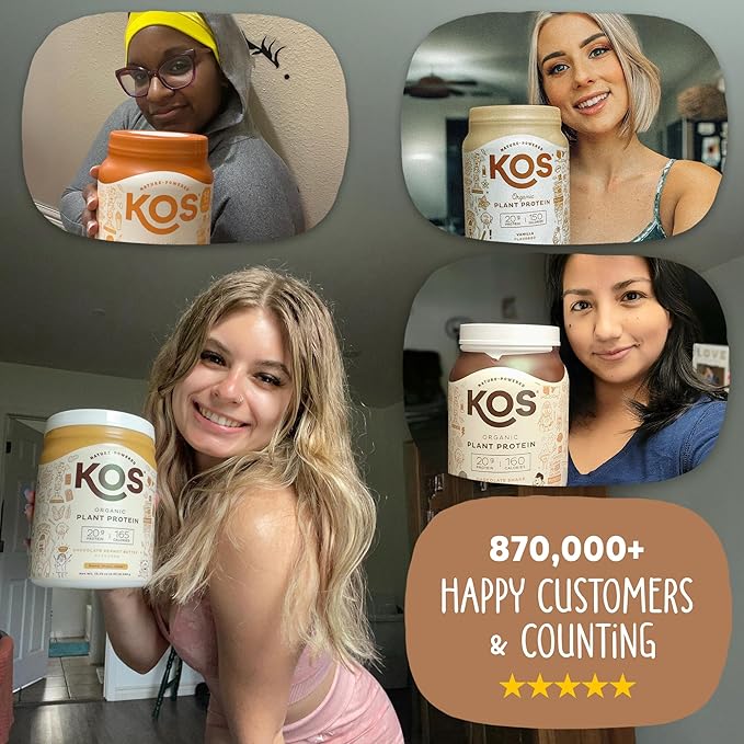 KOS Organic Plant Based Protein Powder, Chocolate Peanut Butter - Delicious Vegan Protein Powder - Keto Friendly, Gluten Free, Dairy Free & Soy Free - 15 Servings
