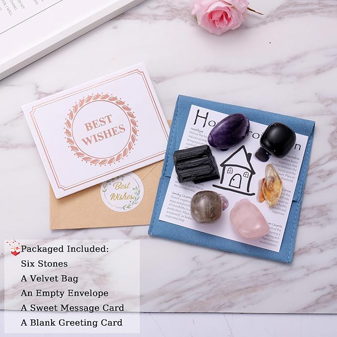 House Protection Crystal Set – Home Protection Crystals for Negative Energy Removal, EMF Cleansing & Spiritual Blessing – New Home Gift, Housewarming Kit, Healing Stones