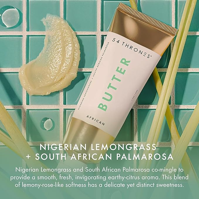 54 Thrones African Beauty Shea Butter, Intensive Dry Skin Support, Moisturizing Body Butter for Women, Moisturizing Body Balm and Cream, Nigerian Lemongrass + South African Palmarosa