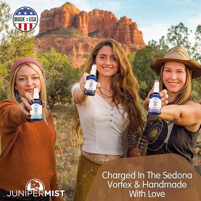 Palo Santo and Sage Smudge Spray (4oz) Grounding & Clarity - Cleansing Energy & Aura – Sage Spray for Smudging & Negative Energy – Smokeless Mist for Home & Meditation – Crystal Infused, USA Made