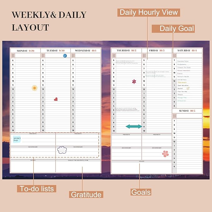 CAGIE 15 Month Planner Oct 2025-Dec 2026 Hourly Daily 2025-2026 Weekly Monthly Planners for Women 25-26 Day Hardcover Calendar Agenda with Stickers, 8.5 x 11