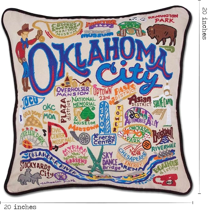 Catstudio Oklahoma City Embroidered Decorative Throw Pillow