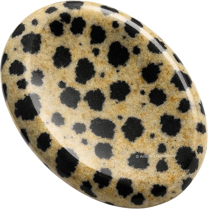 Amazing Gemstone Dalmatian Jasper Worry Stone, Healing Crystals - Piedra Crystal Fidget for Gift, Meditation, Calming, Relaxation, Stress Relief