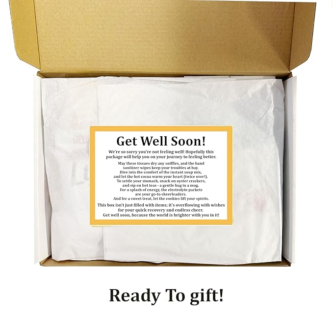 Get Well Care Package for Adults – 10-Piece Cold & Flu Gift Basket with Soup, Tea, Tissues & Sanitizer Wipes (Get Well Cheer: For Colds, Flu, Allergies)