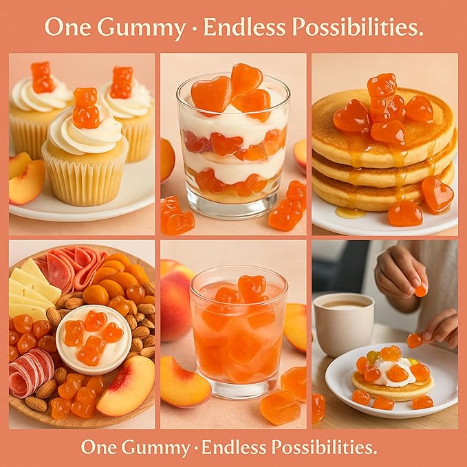 Confect Peachy Sour Swirl Fruit Gummies – Vegan Candy – 6 Packs x 1.76 oz – Gluten-Free, No Corn Syrup, Teddy Bear Shape