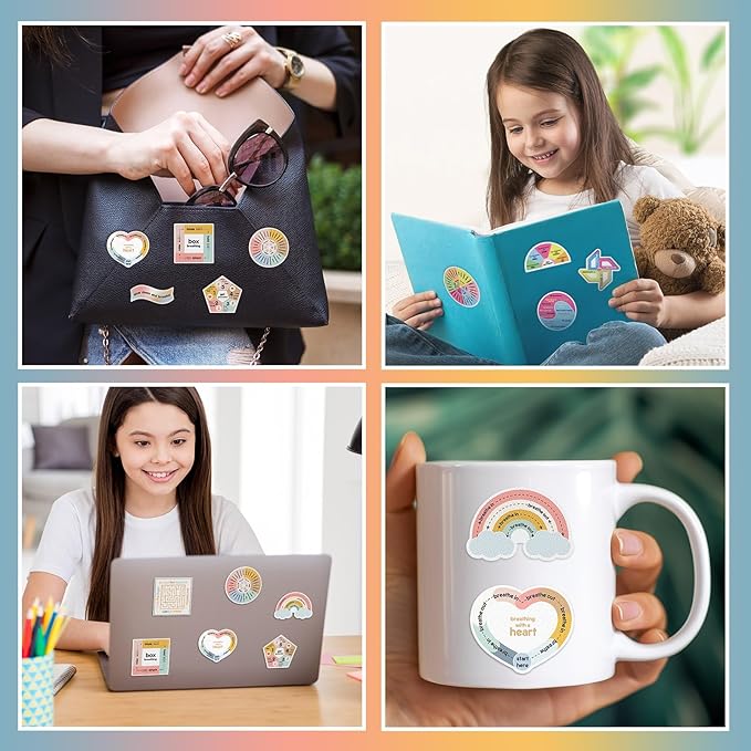 Libima 72 Pieces Anxiety Sensory Stickers Textured Stickers Fidget Mindfulness Sticker School Counselor Supplies Adult Sensory Items Anxiety Relief, 9 Styles(Morandi Color)