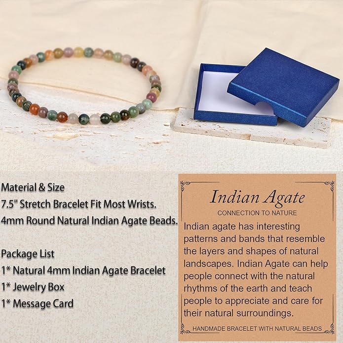 LPBeads Handmade Natural Gemstone Stretch Elastic Bracelet Healing Crystal Round Stone Beads Jewelry Gifts for Women Men