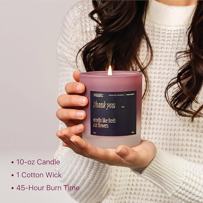 Benevolence LA Thank You Scented Candles | 10 oz, 40-50 Hour Burn, Thank You Gifts for Women, Men Coworkers | Appreciation Gifts for Best Friend | Spring Candles - Smells Like Fresh Cut Flowers