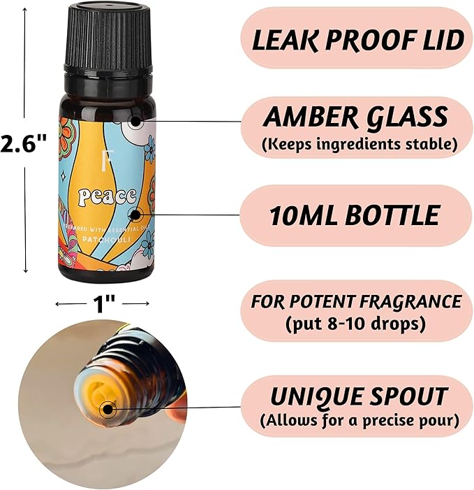 Folkulture Essential Oils for Diffusers Oil | Set of 6 Fragrance Oil, Patchouli & Cedarwood | Essential Oils for Diffusers | Diffuser Oils Scents for Home