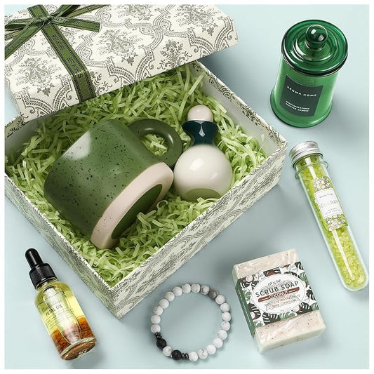 Golray Spa Gifts for Women Self Care Get Well Soon Basket Set with Mug, Thinking of You Relaxing Spa Christmas Birthday Gift for Mom Her Wife Sister Friend Grandma (Green)