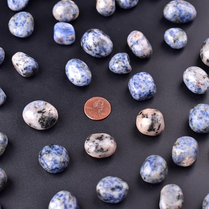 Blue Spot Jasper Healing Crystal Stone Set - 24 Pieces, 0.6" Natural & Polished Stones for Healing, Meditation, Reiki, Chakra, Crafting & Decoration