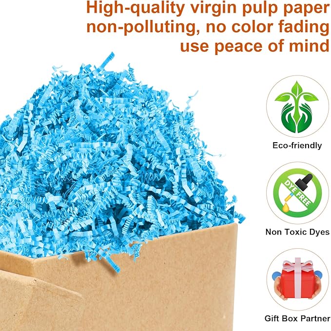 Darfukei Shredded Paper For Gift Baskets, Crinkle Paper Filler, 1/2LB (8 oz) Crinkle Cut Paper Shred, Bridesmaid Engagement Gift Boxes Bags Filler, Tissue Gift Basket Filler, Packing Grass Confetti For Birthdays, Weddings,Anniversaries,Gift Wrapping