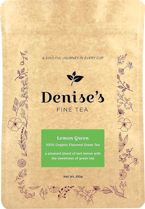 Denise's Fine Tea, USDA Organic, Lemon Green, Flavoured Green Tea, Loose Leaf (100g)