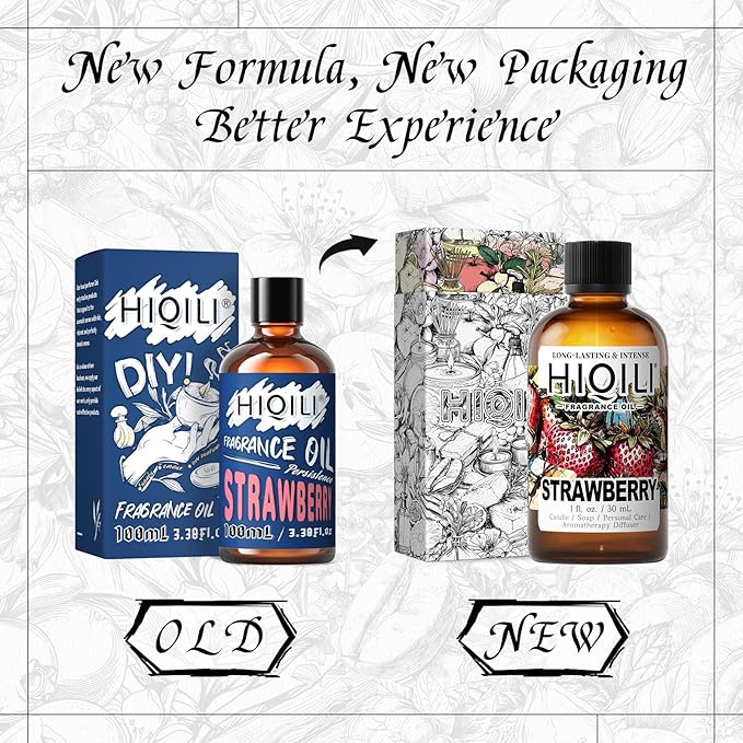 HIQILI Strawberry Fragrance Oil for Diffuser Use, Great for Candle, Soap, Body Butter Making, DIY Fruity Scent Perfume - 1 Fl Oz