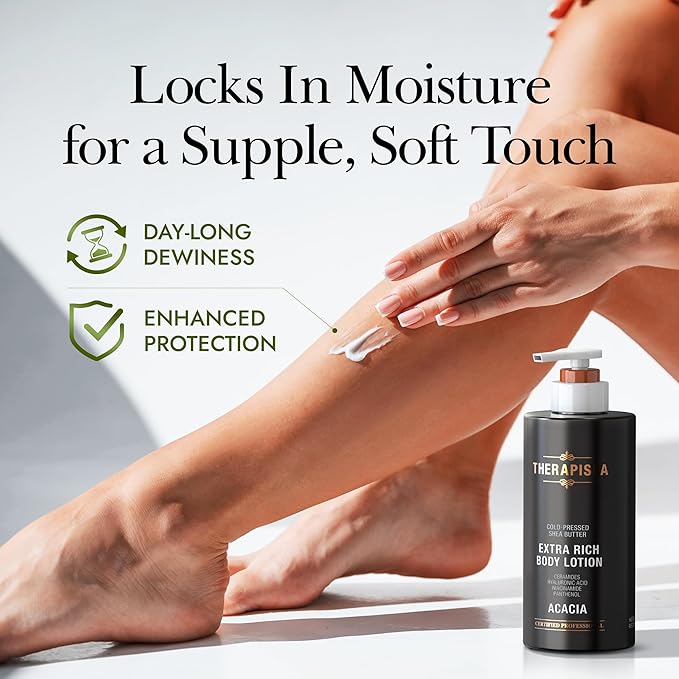 THERAPISPA Scented Body Lotion for Women – Deep Hydration & Refreshing Moisturizer with Shea Butter, Ceramides & Panthenol to Revive & Nourish Dry Skin (Bergamot & Olive, 17.0 fl oz)