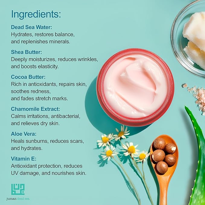 JUMAN Dead Sea Minerals Shea Butter Moisturizer Bundle | Infused with Vitamin E and Plant Extracts | Free from Harmful Ingredients | Suitable for All Skin Types | Bundle of 3