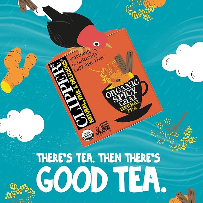 Clipper Tea Spicy Chai Herbal Tea – Caffeine Free, USDA Organic, Great Hot or Iced – Warming, Spicy, Natural, Fair & Delicious – 200 Tea Bags