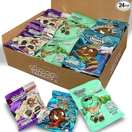 CHOCO VITOS Chocolate Candy, Variety Pack, 24 Packs of 0.98 oz, Varieties: Cookies, Snow, and Mint.