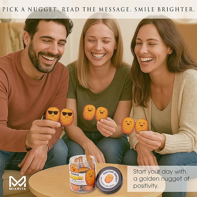 Emotional Supports Nuggets Jar, 60 Positive Chicken Nuggets Cards for Women, Teen Girl Room Decor, Teen Girl Gifts Trendy Stuff, White Elephant Gifts, Back to School Gifts