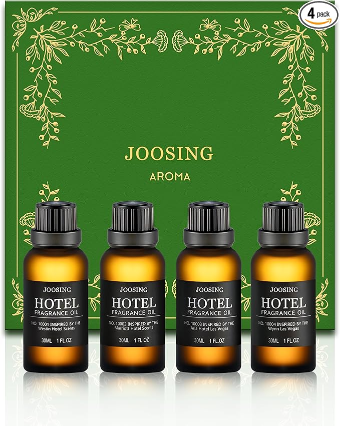 Hotel Diffuser Oils Gift Set, Joosing Hotel Scent Essential Oils 4 x 30ml Large Bottles (4 Fl Oz Total), Premium Fragrance Oil for Le Labo Aromatherapy Diffusers and Humidifiers