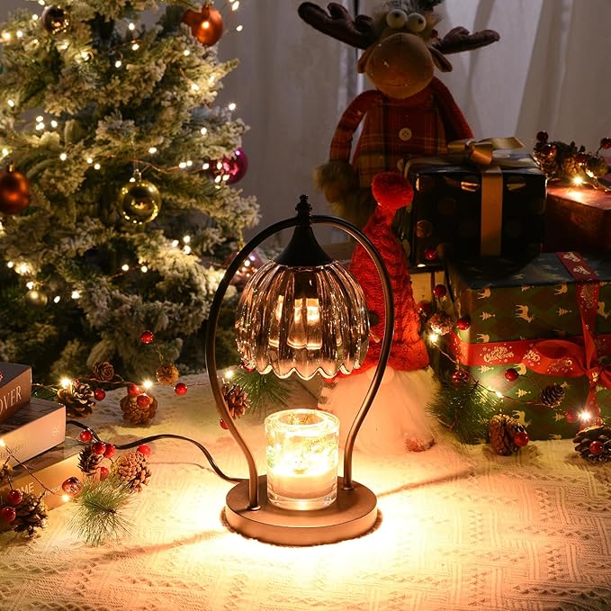 Candle Warmer Lamp with Timer, Vintage Black Wax Melt Warmer Lamp Electric Dimmable Candle Warmer, House Warming Gifts Home Decor for Living Room Bedroom Office, Birthday Gifts for Mom, Women & Men