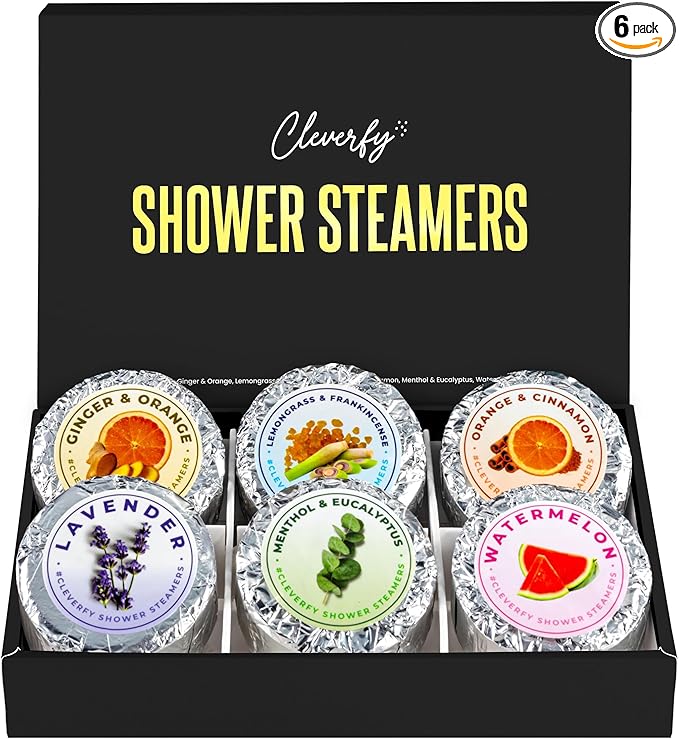 Cleverfy Shower Steamers Aromatherapy – Stocking Stuffers for Women, Teens and Wife – Christmas Gifts for Women and Teen Girls – White Elephant Gifts for Adults – 6 Tablets