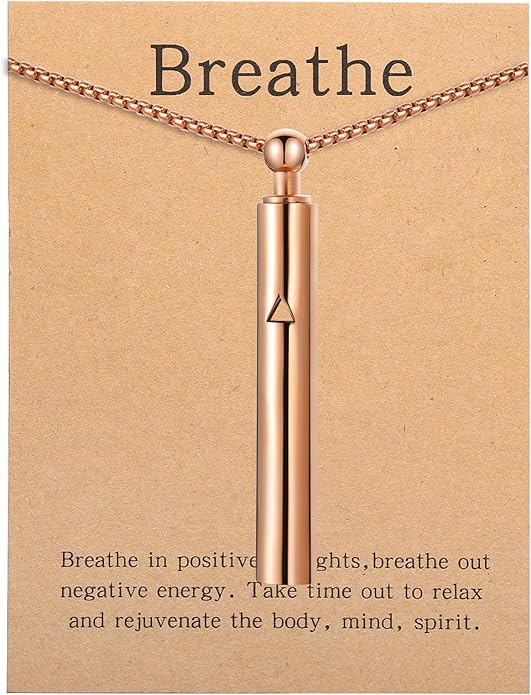 Anxiety Breathe Easy Necklace Mindfulness Breathing Necklace Breathlace Stainless Steel Pendant for Natural Calm & Stress Relief
