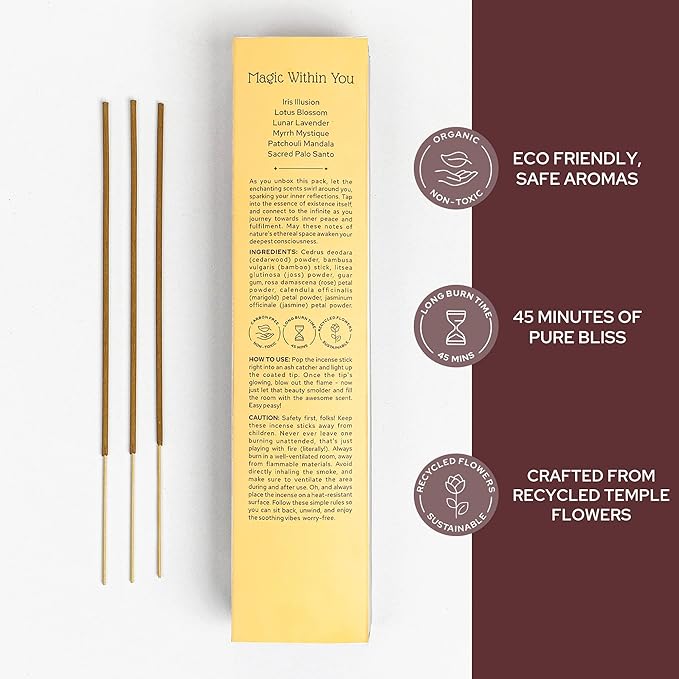 Carnatia Magic Within You Incense Sticks – Set of 6 Spiritual Scents for Manifestation, Inner Motivation & Calm | Natural, Slow-Burning Aromas for Meditation & Rituals!