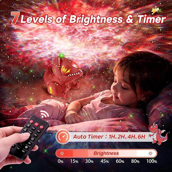 Dinosaur Night Light-Projector,22 White Noises+316 Color Modes Galaxy-Lights for Bedroom, Bluetooth Speaker Light for Bedroom, Star-Projector Galaxy Light