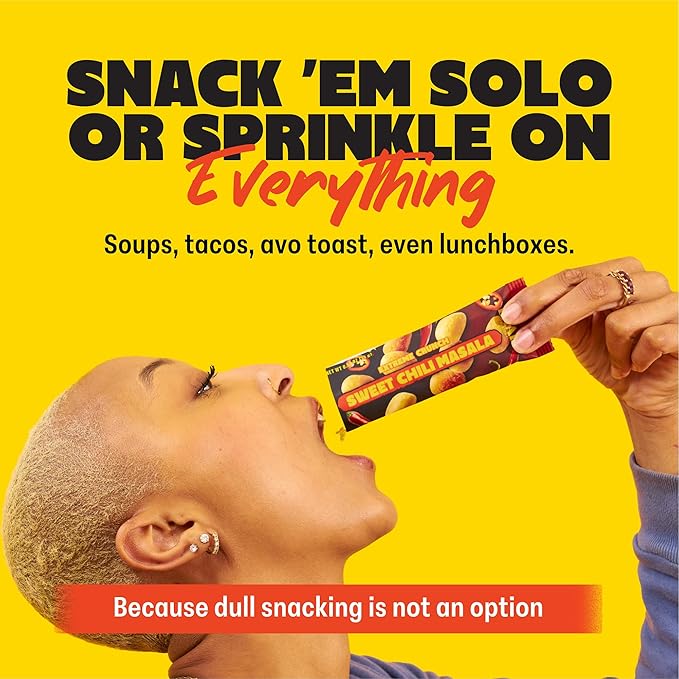 Daal By Keen Crunchy Mung Bean Snacks – Sweet Chili Masala – Plant-Based Protein, High Fiber, Gluten-Free, Nut-Free – Mix into Salads or Enjoy as an On-the-Go Snack – 1 Resealable Pack, 4.76 oz