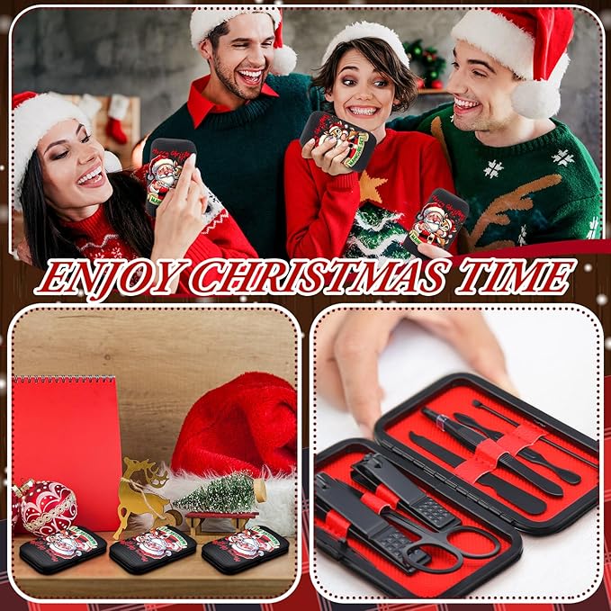 6 Sets Funny Christmas Manicure Sets Bulk Christmas Stocking Stuffers Nail Clipper Kit Funny Xmas Gifts for Men Woman Husband Boyfriend Parent