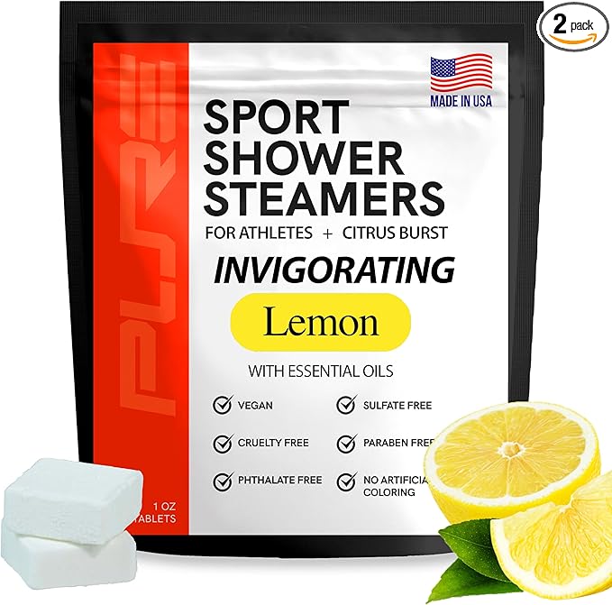 Sport Shower Steamers - Made in USA with Natural Lemon Essential Oil, Aromatherapy, Stress and Sinus Relief, Muscle Recovery for Athletes, Best Unique Birthday Gifts for Self Care Relaxation