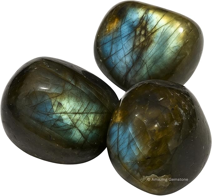 Amazing Gemstone Labradorite Crystals and Healing Stones Tumbled - 1 oz Labradorite Stone Gem Stones, Natural Healing Stones for Energy Balance, Stress Relief - Premium Polished Gems Rocks