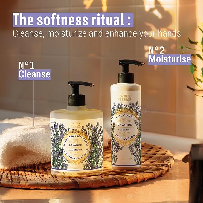 Panier des Sens – Lavender Hand & Body Lotion for Dry Skin - Hydrating Body Cream for Women- Nourishing Fluid Body Moisturizer with Shea Butter & Olive Oil 97% Natural Ingredients Body Care 8.45 Floz