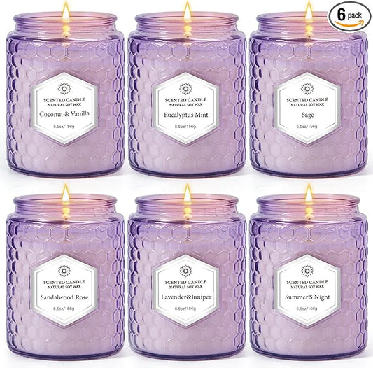 Candles for Home Scented, 6 Pack Aromatherapy Candles Gifts Sets for Women Birthday,33 oz Soy Wax 240 Hour Long Lasting Jar Candles