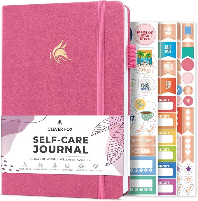 Clever Fox Self-Care Journal – Daily Reflection Notebook – Mental Health & Personal Development Planner, Meditation & Mood Log, A5 (Violet Blossom)