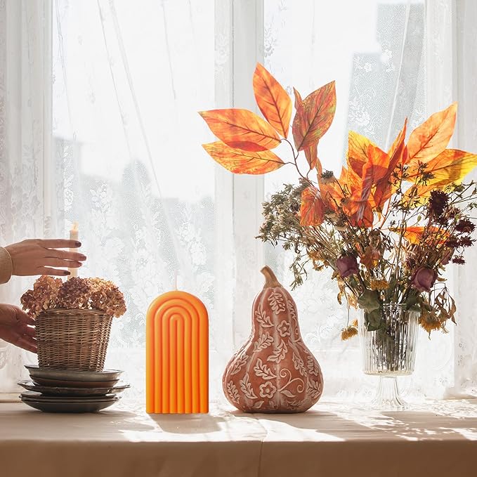 Arch Shaped Candles Geometric Scented Aesthetic Candle Geometric U Shaped Candles Minimalist Candle Aroma Wax Art Decorative Soy for Spa Yoga Birthday Gift Home Party Decor(Orange)