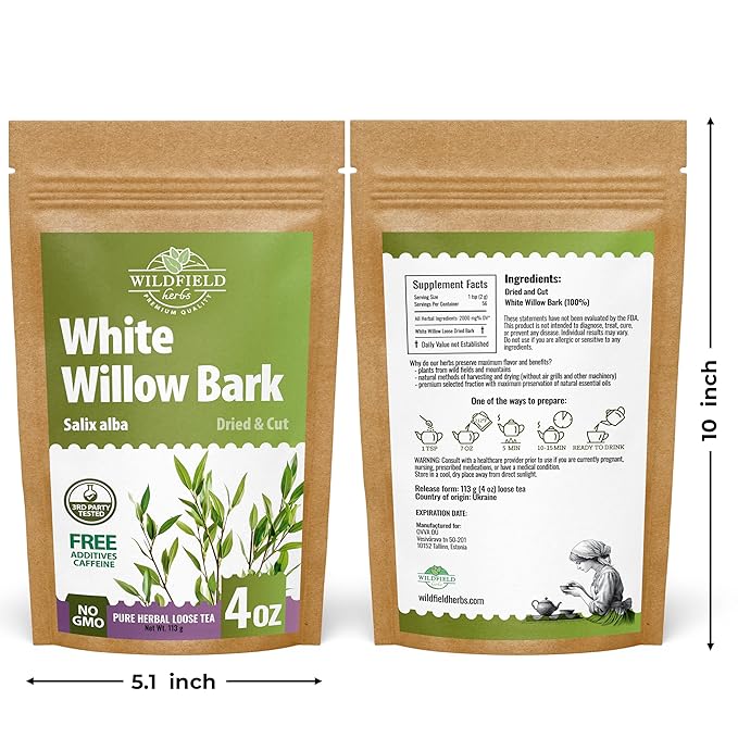 4 oz. White Willow Bark Tea Herbal (Salix Alba) - 113g White Willow Bark Herb Tea Corteza De Sauce