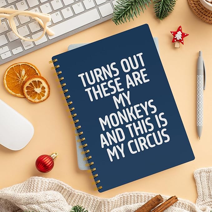EKGJW Funny Notebooks for Work,Navy Blue Aesthetic Journal, Funny Boss Day Gifts, Boss Gifts for Men Women, Funny Gifts for Boss, Boss Office Decor, Spiral Notebook 5.5x8.3 Inch