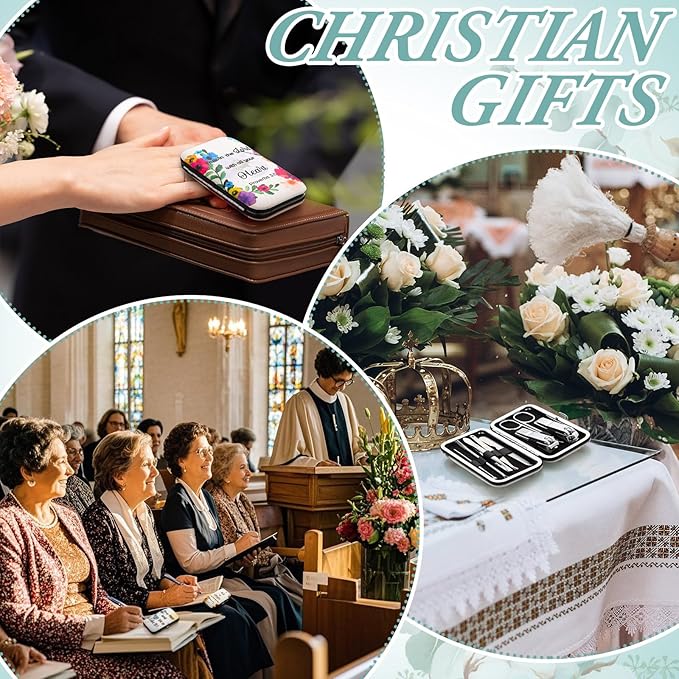 Lanties10 Sets Christian Gifts for Women Bulk Church Bible Manicure Sets Floral Scripture Stainless Steel Nail Clipper Set Religious Gift Personal Pedicure Kit for Employee Teacher Staff Women
