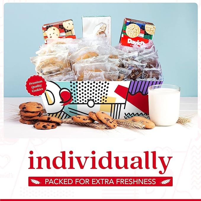 David Cookies Gift Basket for Families Food Christmas Gift - Large Crate Assorted Cookies for Sharing - Fresh Gourmet Cookies for Holidays
