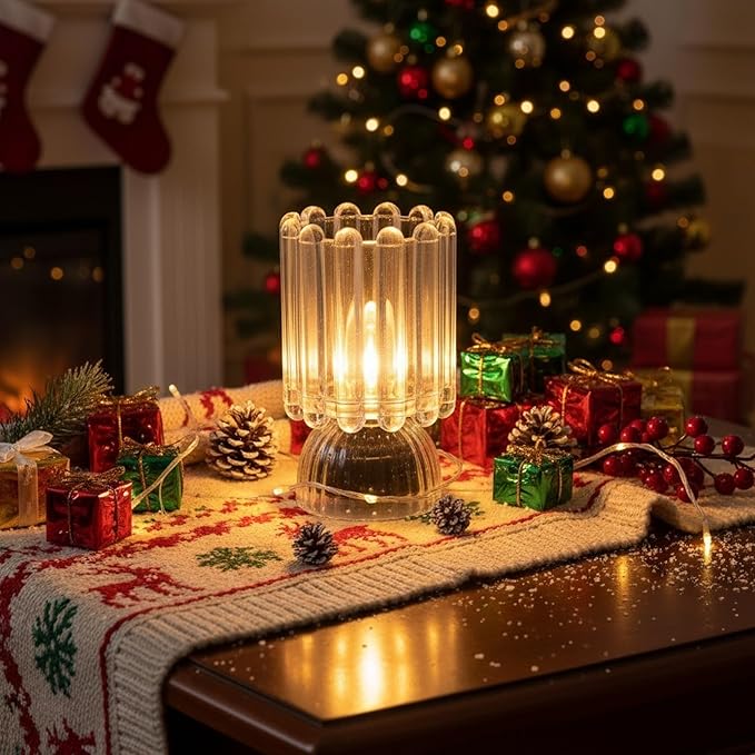 Battery Operated Lamp with Auto-Off Timer, Cordless Table Night Light for Bedroom & Entryway, Portable LED Lamp for Home, Outdoor, Camping No Battery Included (‎Wine Glass Design-White)