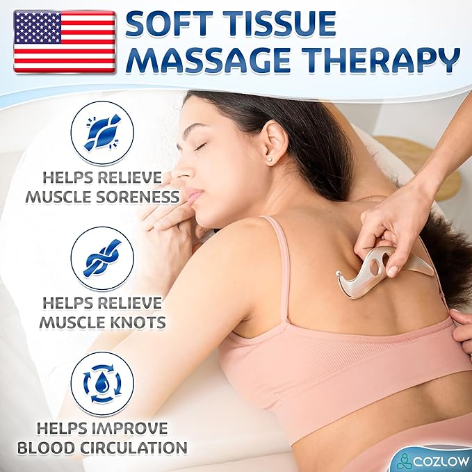 COZLOW Muscle Scraper Tool - Skin Scraping Massage Tool for IASTM Therapy - Deep Tissue Gua Sha for Soft Tissue Mobilization, Fascia & Myofascial Release - Stainless Steel Metal Blade