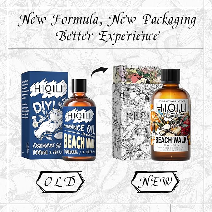 HIQILI Beach Walk Fragrance Oil for Diffuser & Humidifier, Candle & Soap Making, Luxury Hotel Scents, Perfect as a Gift - 1 Fl Oz