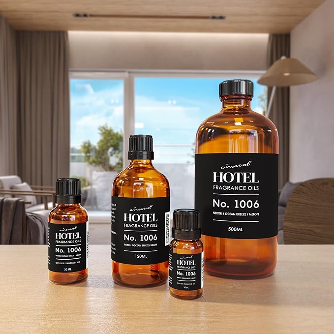 AirScent Hotel Diffuser Oil No. 1006 - Neroli Ocean Breeze Melon - Hotel Scent Dupe - Premium Fragrance Oil for Ultrasonic and Waterless Diffusers and Crafting - 10 mL, .34 fl oz Glass Dropper Bottle