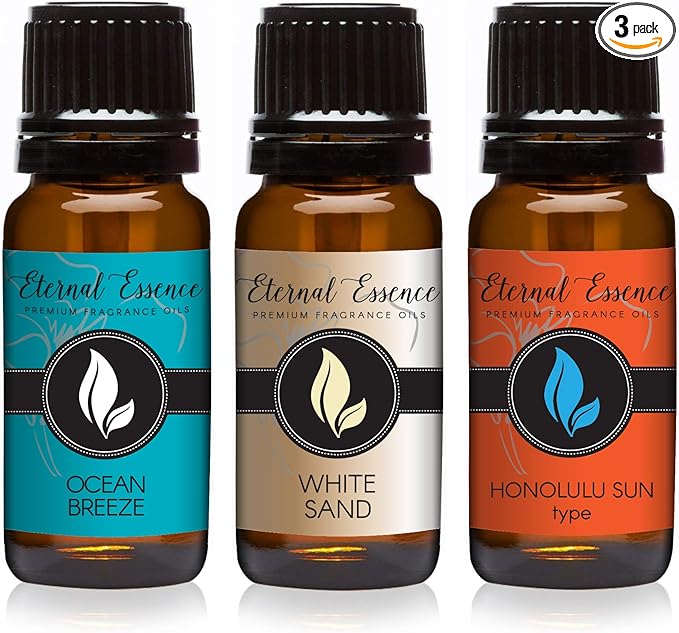 Eternal Essence Oils - Trio (3) - Ocean Breeze, Honolulu Sun & White Sand - Premium Fragrance Oil - 10ML