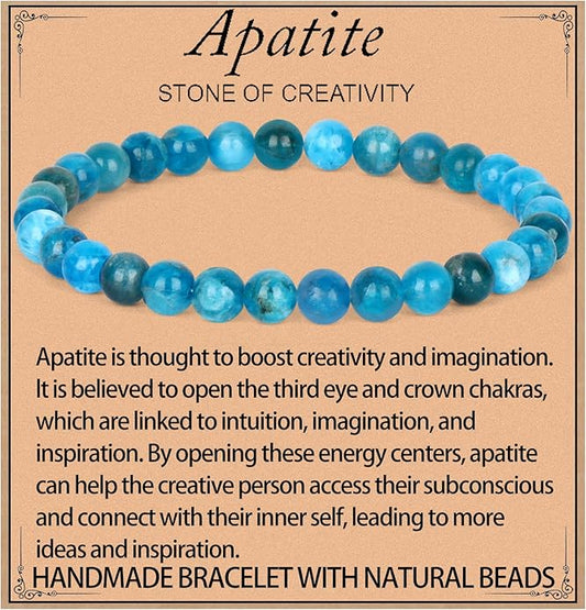 LPBeads Handmade Natural Gemstone Stretch Elastic Bracelet Healing Crystal Round Stone Beads Jewelry Gifts for Women Men